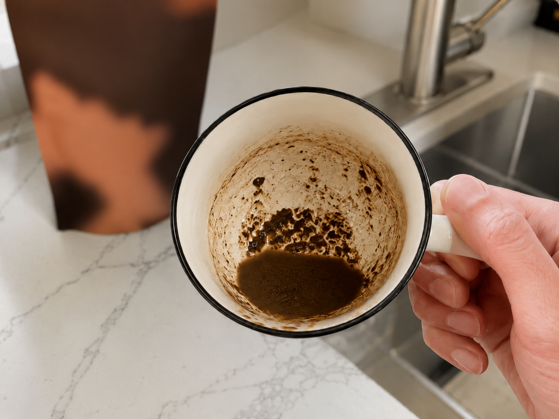 Typical mushroom coffee with sediment