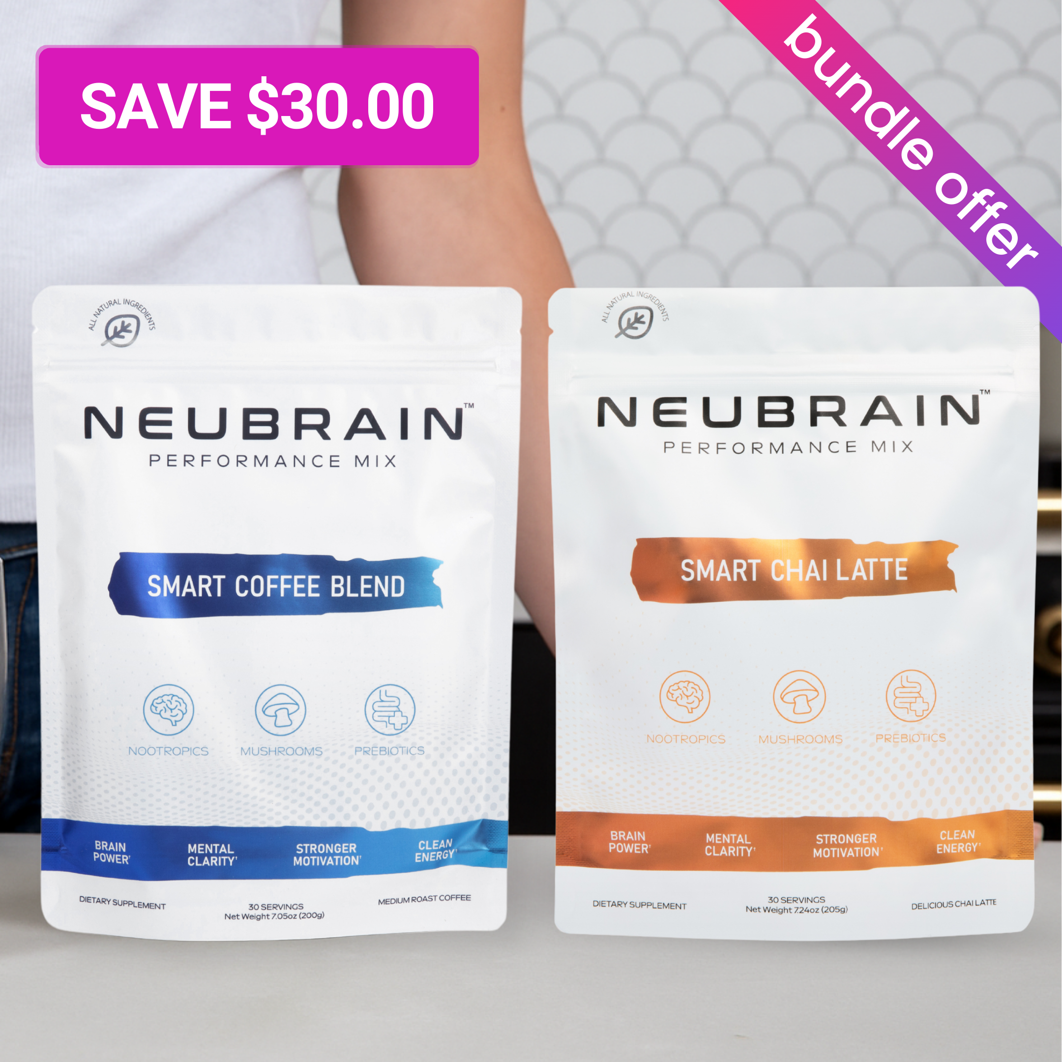 Neubrain™ Nootropic+Mushroom Chai & Coffee Blend (2 Pouches Included - 1 comes 50% OFF) - 60 Servings